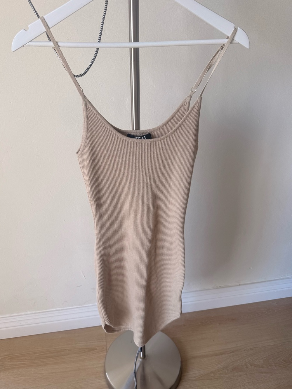 Hera Collection Beige Ribbed Camisole Mini Dress